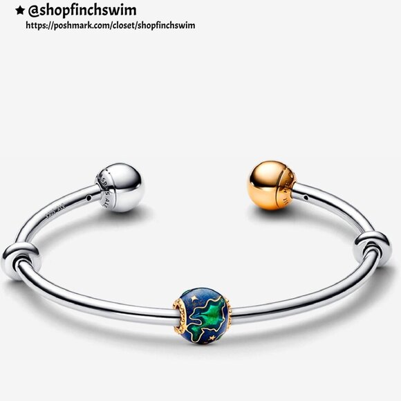 Pandora Planet Earth and Two-tone Sun & Moon Bracelet Set